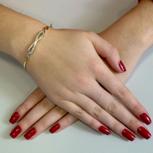 Złota Bransoletka Bangle Infinity z Cyrkoniami pr. 375 - JubilerSezam.pl