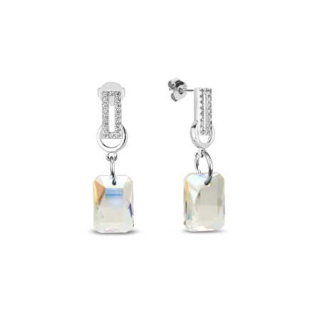 Srebrne Kolczyki Spark Octagon Crystal Shimmer - JubilerSezam.pl
