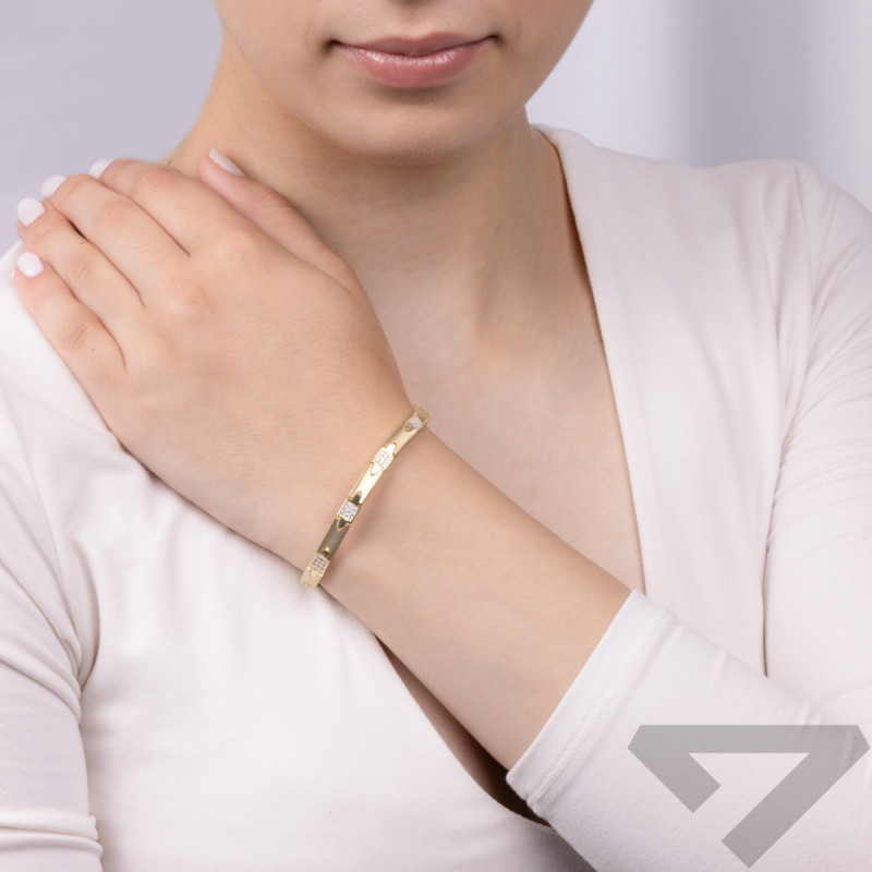 Bransoleta pozłacana matowe prostokąty i kwadraty z cyrkoniami OL RTB114 GOLD próba 925