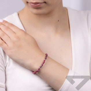 Srebrna Bransoletka z Rodonitami pr. 925 - JubilerSezam.pl