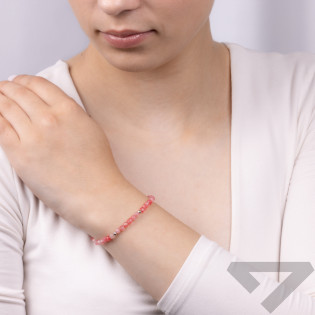 Srebrna Bransoletka z Agatem Różowym pr. 925 - JubilerSezam.pl