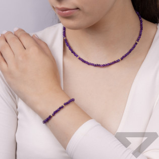 Pozłacana Bransoletka z Ametystami Srebro 925 - JubilerSezam.pl