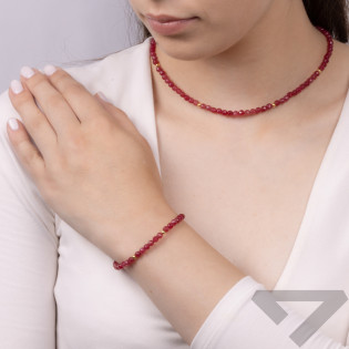 Pozłacany naszyjnik z rubinami pr. 925 - JubilerSezam.pl