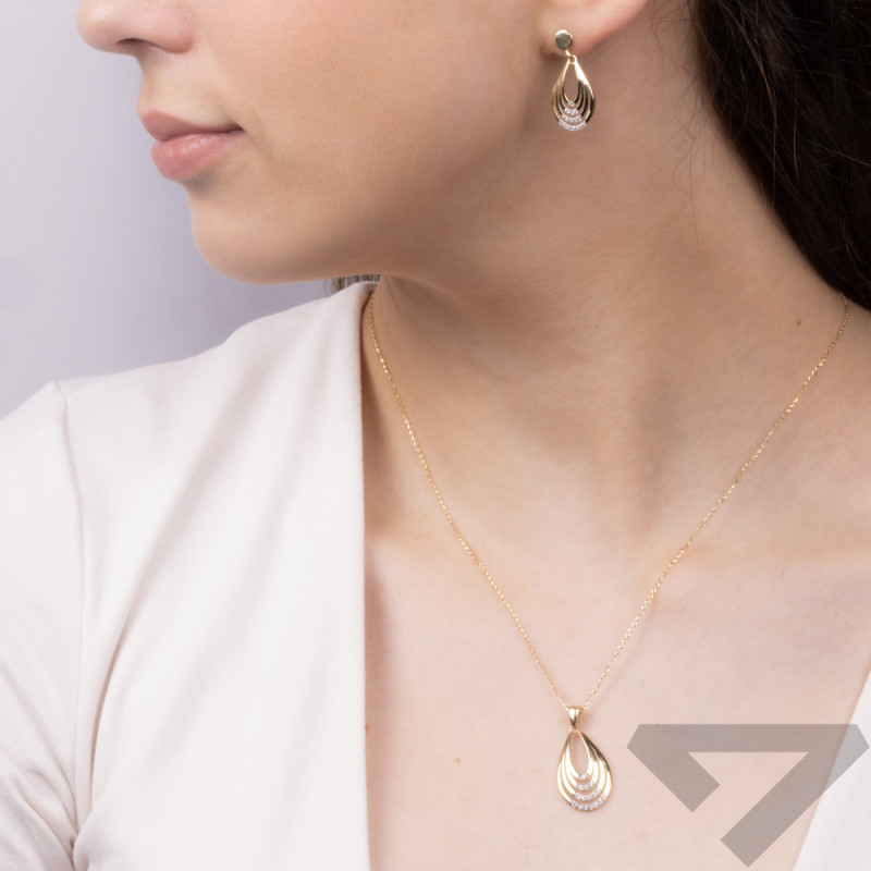 Zawieszka złota kropla ramka z białymi cyrkoniami OL GCT-P160 próba 375