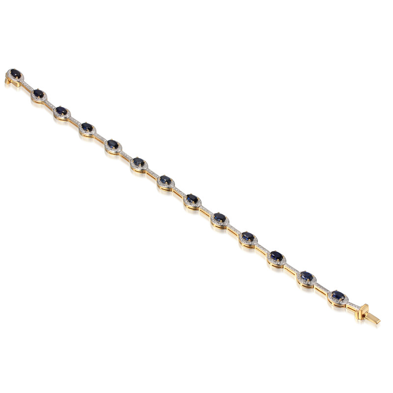 Bransoleta złota z owalnymi szafirami i diamentami AW 60389-07134 Y-SA owal Markiza próba 585