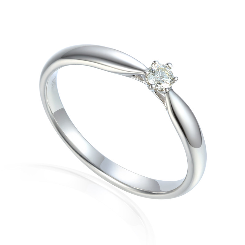 Pierścionek z białego złota Soliter 0.09ct - JubilerSezam.pl
