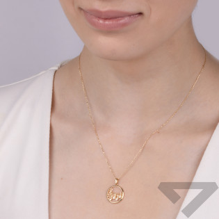 Zawieszka złota kółko nutki z cyrkoniami na pięciolini  MZ T23-P-1490-CZ próba 585