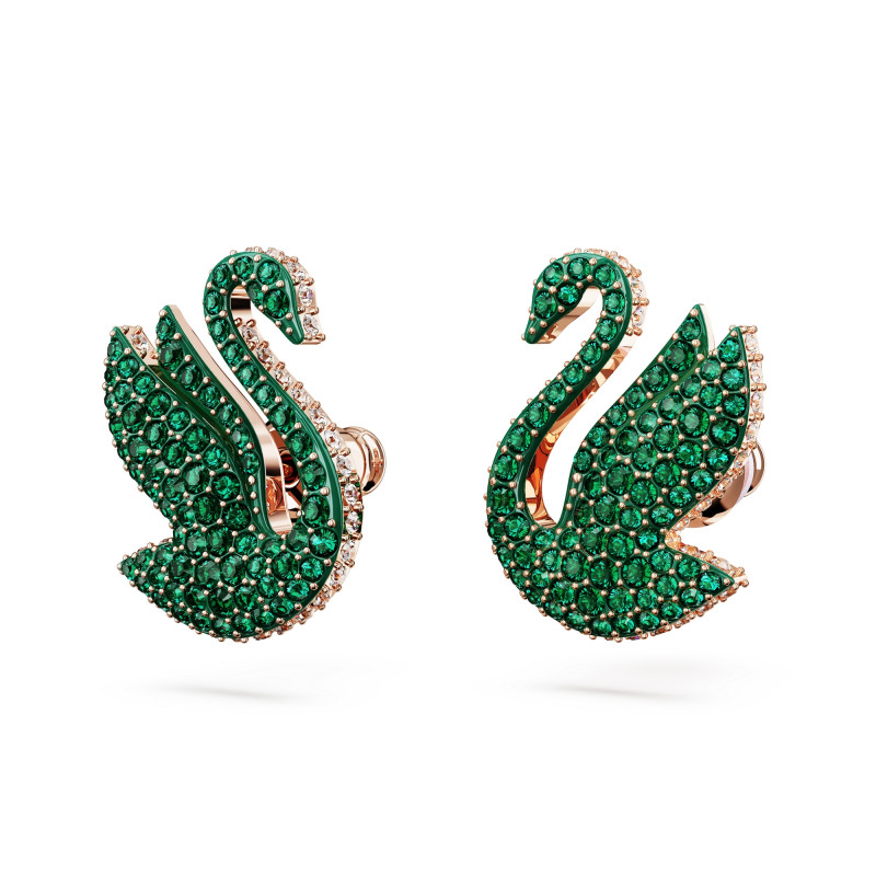 Kolczyki Swarovski Iconic Swan Zielone Sztyft - JubilerSezam.pl