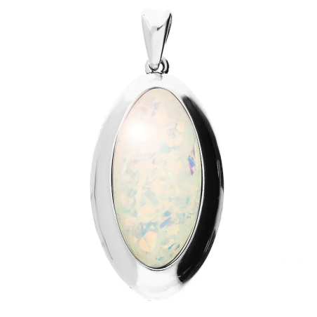 Zawieszka srebrna łezka z opalem jubilerskim SZ124 opal biały próba 925