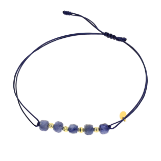 Bransoleta pozłacana kyanite i grawerowane kulki VJ 1-G kyanite sq próba 925