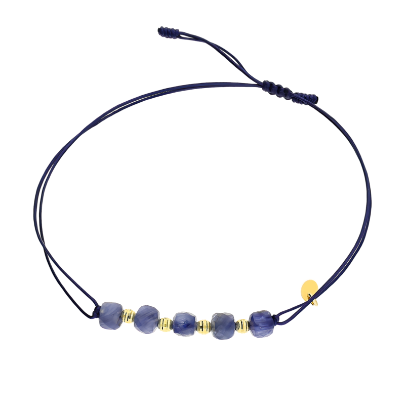 Bransoleta pozłacana kyanite i grawerowane kulki VJ 1-G kyanite sq próba 925