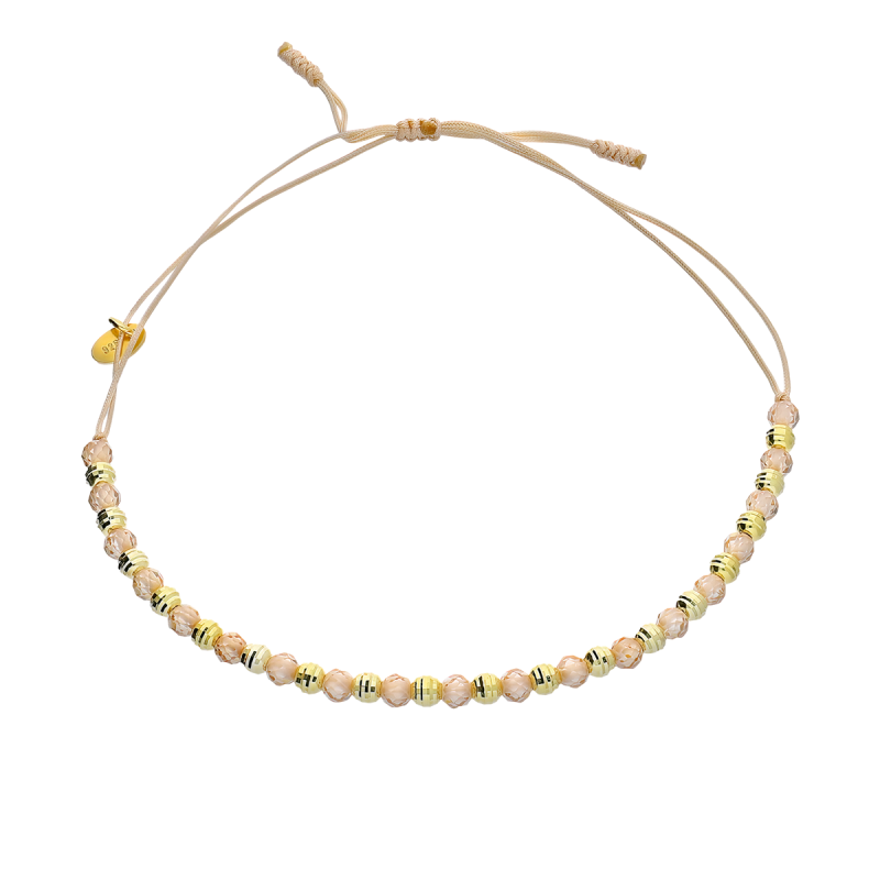 Bransoleta pozłacana z topazami i grawerowanymi kulkami VJ 16-G topaz gold próba 925