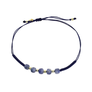 Bransoleta pozłacana kyanite i grawerowane kulki VJ 77-1-1-G kyanite sq próba 925