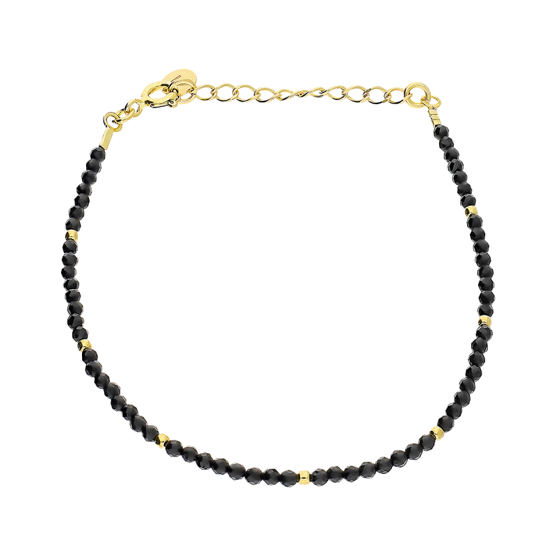 Pozłacana Bransoletka Srebrna Spinel Czarny pr. 925 - JubilerSezam.pl