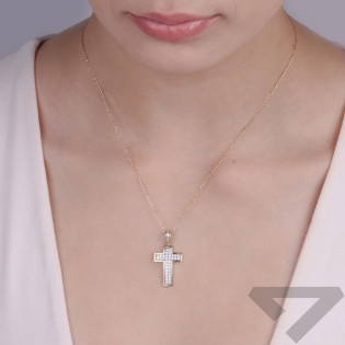 Złoty Krzyżyk z Cyrkoniami pr. 375 - JubilerSezam.pl