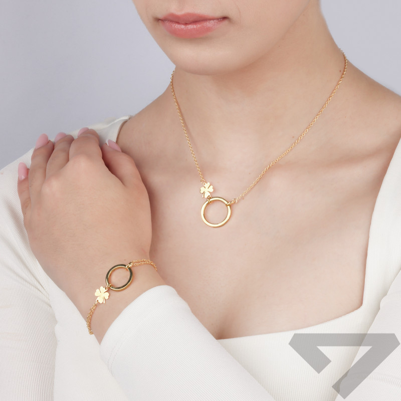 Naszyjnik pozłacany koło i koniczynka/anker NI BRN37716-GIA14903 GOLD próba 925