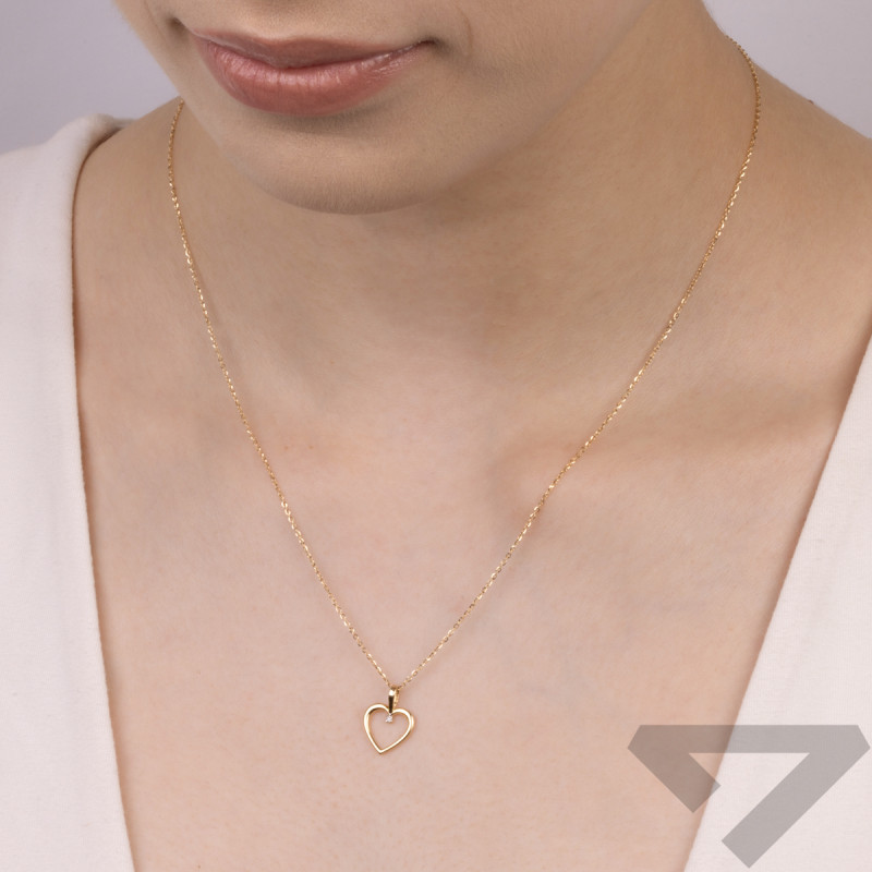 Serduszko do zawieszenia złote z diamentem BE S-025 próba 585