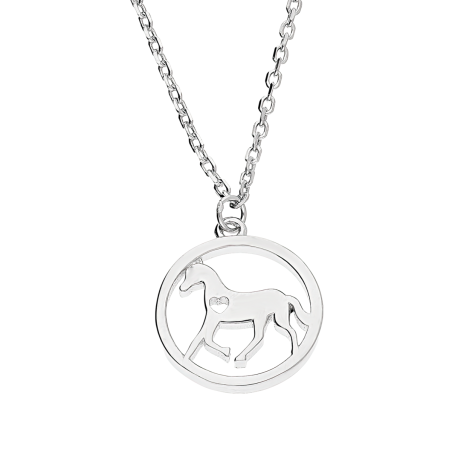 Srebrny Naszyjnik Koń z Sercem pr. 925 - JubilerSezam.pl