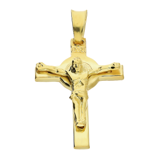 Pozłacany Krzyżyk Srebrny z Panem Jezusem pr. 925 - JubilerSezam.pl