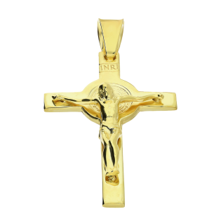 Pozłacany Krzyżyk Srebrny z Jezusem Chrystusem pr. 925 - JubilerSezam.pl