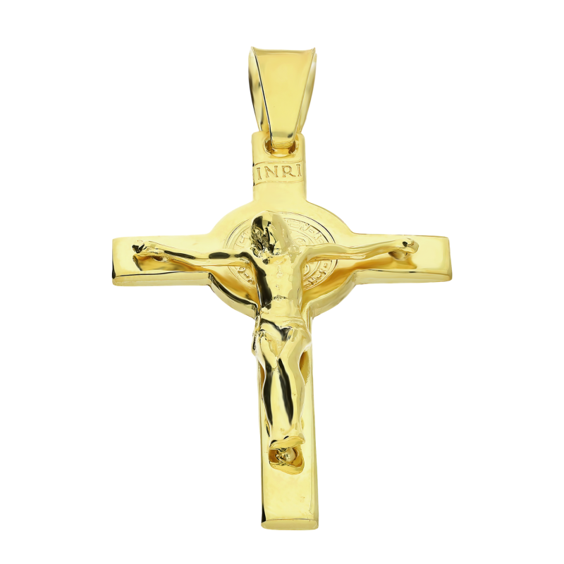 Pozłacany Krzyżyk Srebrny z Jezusem Chrystusem pr. 925 - JubilerSezam.pl
