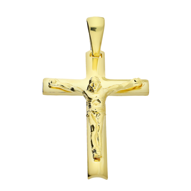 Pozłacany Krzyżyk z Jezusem - Symbol Wiary - JubilerSezam.pl