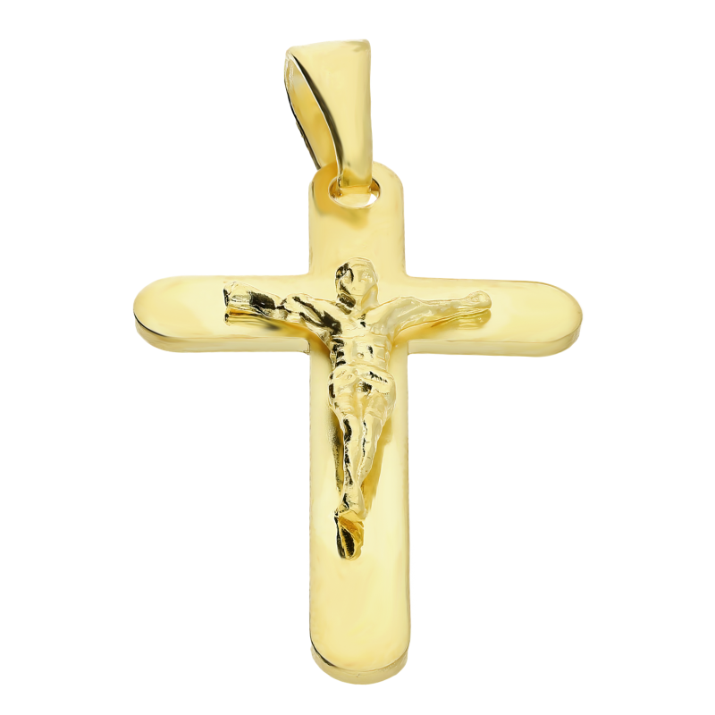Pozłacany Krzyżyk Srebrny z Jezusem pr. 925 - JubilerSezam.pl