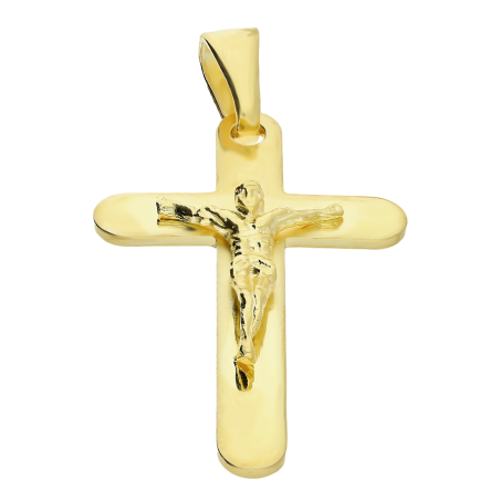 Pozłacany Krzyżyk Srebrny z Jezusem pr. 925 - JubilerSezam.pl