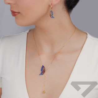 Pozłacany Naszyjnik Srebrny Motyl z Tytanem pr. 925 - JubilerSezam.pl