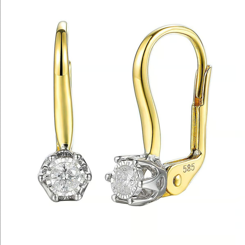 Złote Kolczyki z Diamentem 0.27ct pr. 585 - JubilerSezam.pl