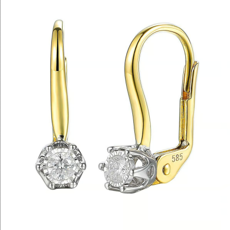 Złote Kolczyki z Diamentem 0.27ct pr. 585 - JubilerSezam.pl