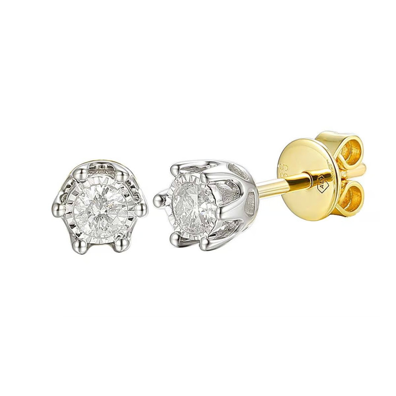 Złote Kolczyki z Diamentem 0.27ct pr. 585 Sztyft - JubilerSezam.pl