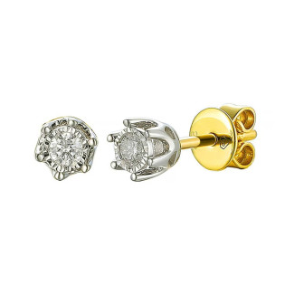 Złote kolczyki z diamentem 0.10ct pr. 585 Sztyft - JubilerSezam.pl