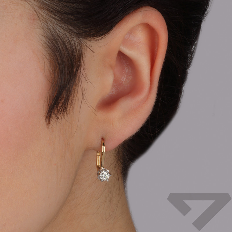 Kolczyki złote z diamentem 0,10ct/bigiel AW 88312 YW-0,10 próba 585