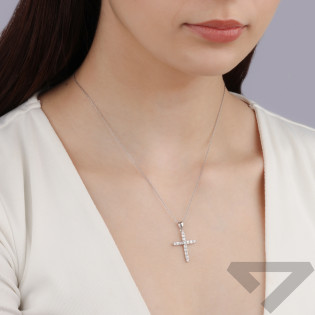Srebrny Krzyżyk z Cyrkoniami pr. 925 - JubilerSezam.pl