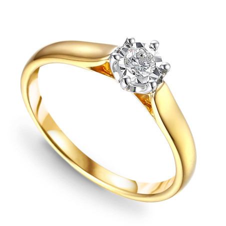 Pierścionek z białego złota z diamentem 0.04ct pr. 585 - JubilerSezam.pl