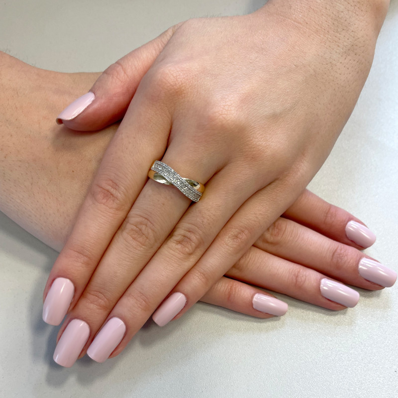 Pierścionek zaręczynowy DUBAJ z białymi diamentami LC R35645 Y próba 585