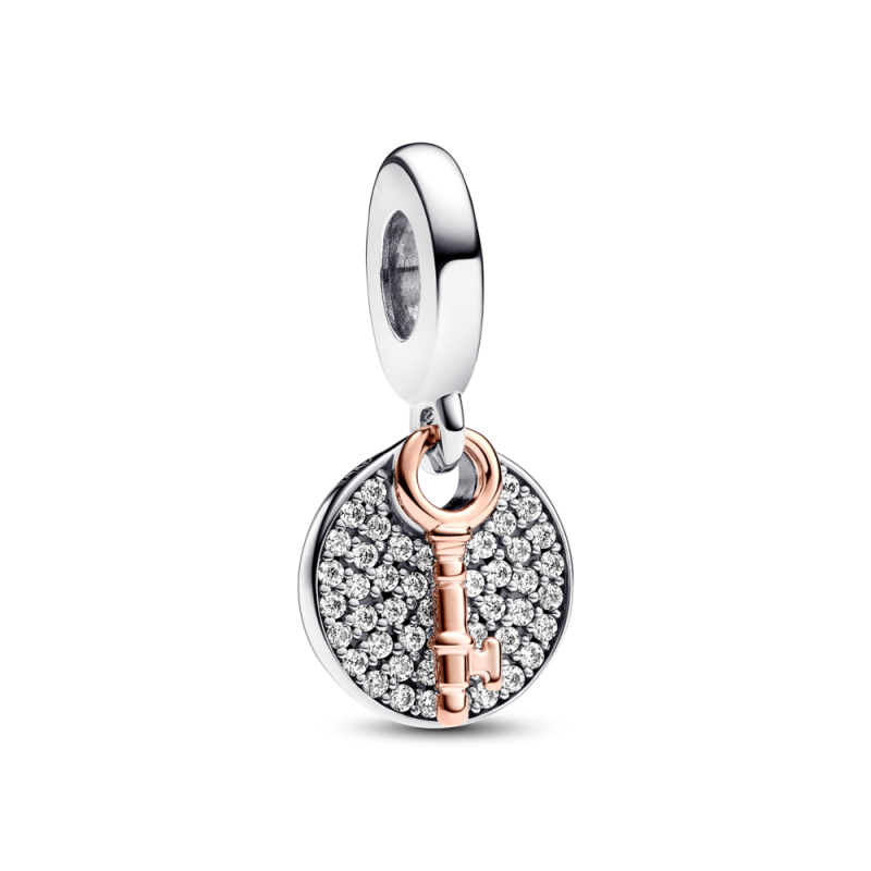 Dwutonowy podwójny charms-zawieszka Pandora Klucz do szczęścia 783236C01