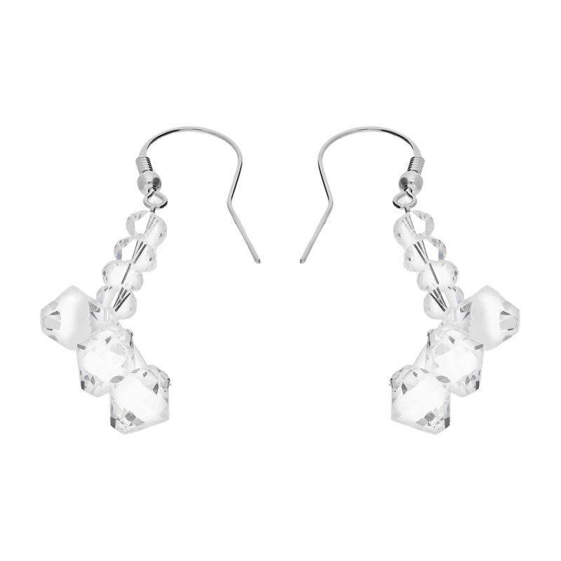 Srebrne Kolczyki Wiszące z Kryształami Swarovski - JubilerSezam.pl
