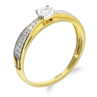 Pierścionek Zaręczynowy z Żółtego Złota z Diamentami - JubilerSezam.pl