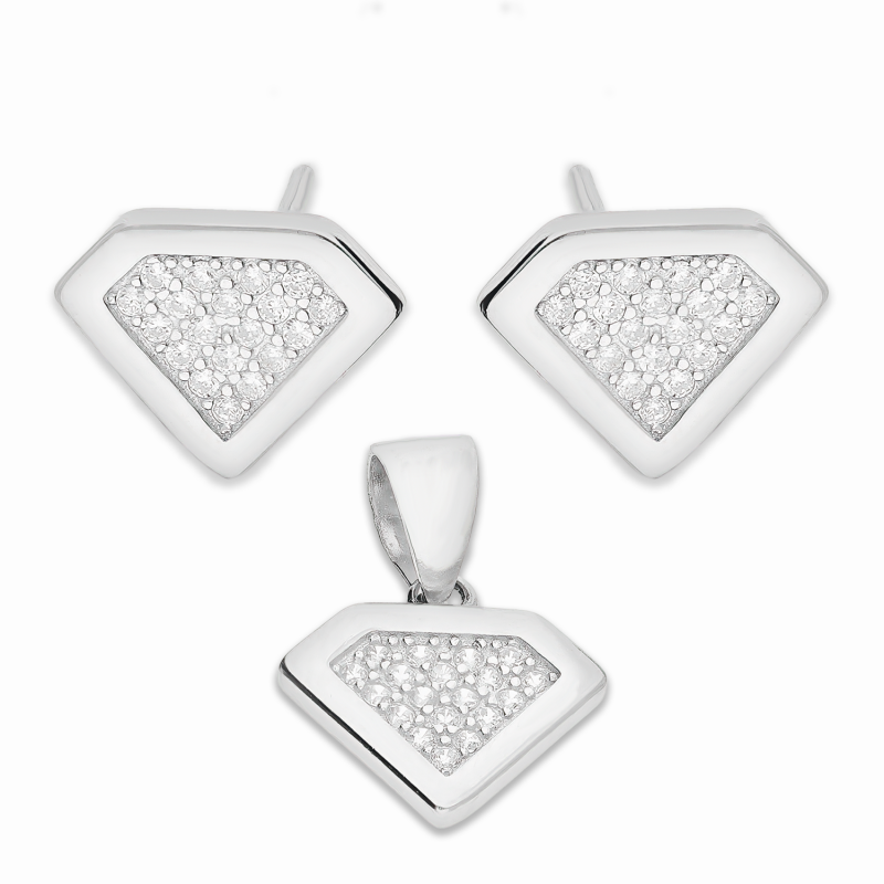 Srebrny Komplet Diament z Cyrkoniami pr. 925 - JubilerSezam.pl