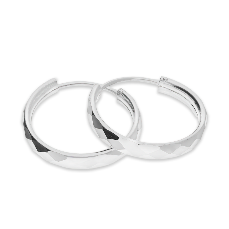 Srebrne kolczyki grawerowane kółka 20mm pr. 925 - JubilerSezam.pl
