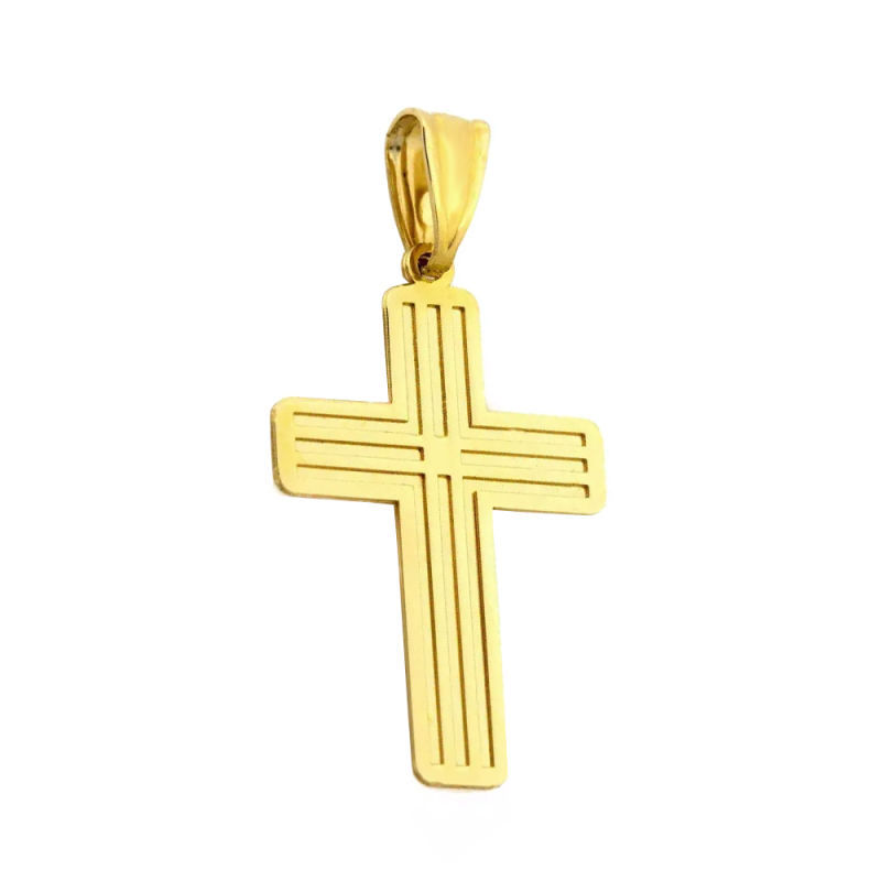 Złoty krzyżyk z paskami pr. 375 - JubilerSezam.pl