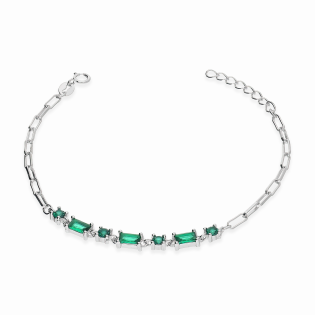Bransoleta srebrna z zielonymi cyrkoniami/anker long PW468-1 ROD szmaragd próba 925