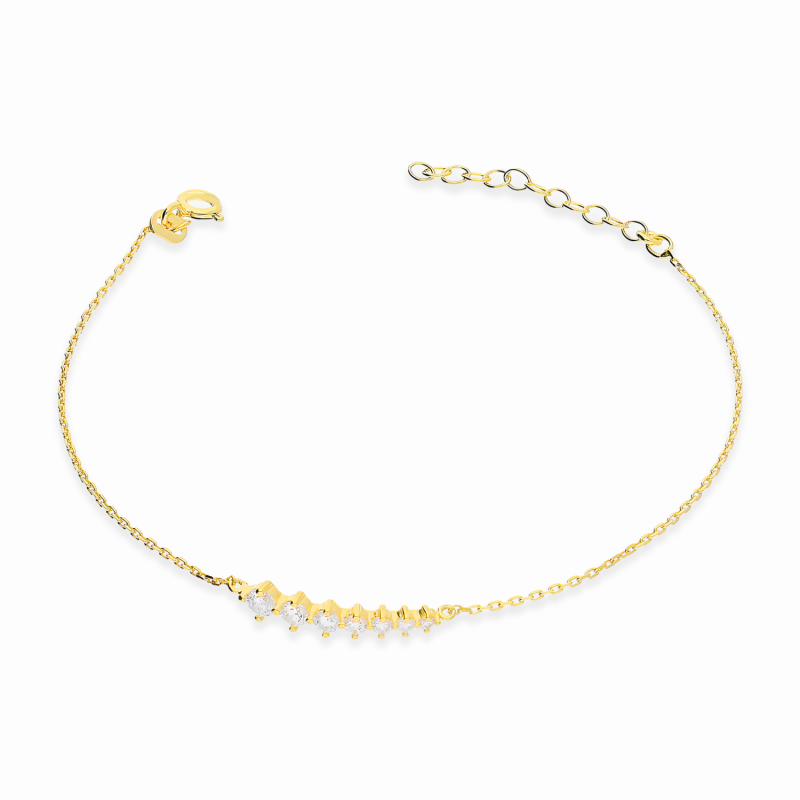 Pozłacana Bransoletka Srebrna z Cyrkoniami pr. 925 - JubilerSezam.pl