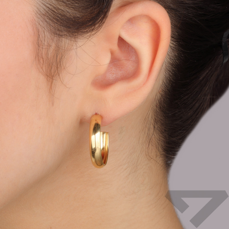 Kolczyki pozłacane kółka rurka płaskie 20mm/sztyft PW694 GOLD 20mm-5,00 próba 925