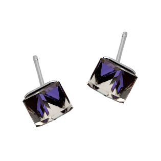 Srebrne kolczyki kostka 3D szafirowe sztyft pr. 925 - JubilerSezam.pl
