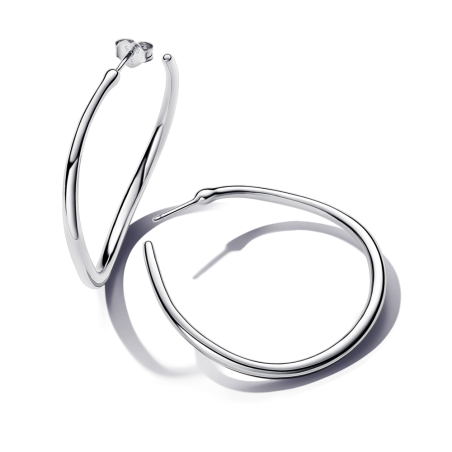 Srebrne kolczyki Pandora obręcze organiczne 42mm - JubilerSezam.pl