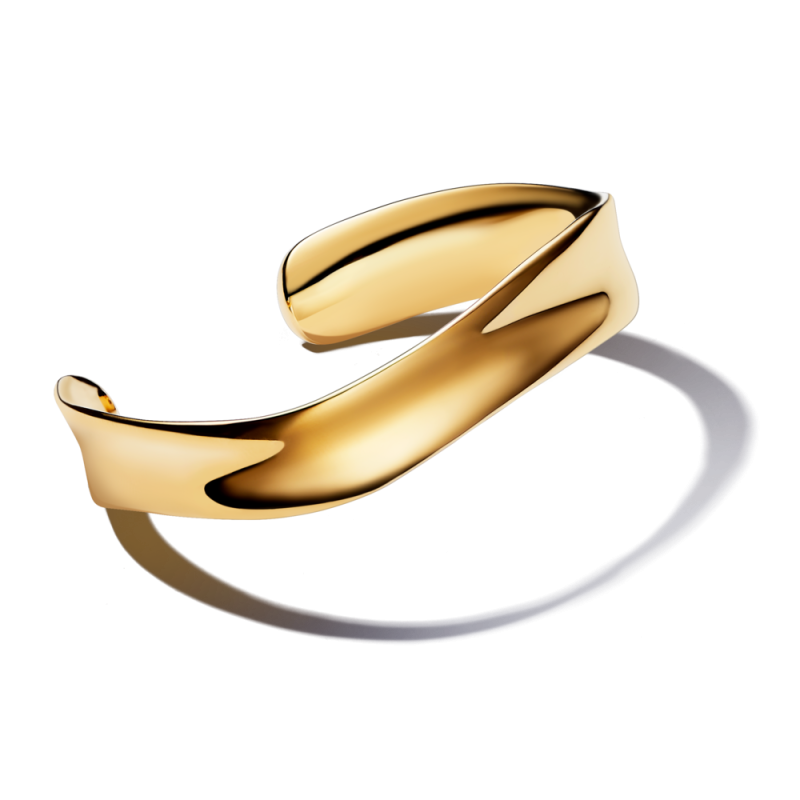 Szeroka otwarta bransoletka Pandora bangle o organiCznym kształCie 563302C00