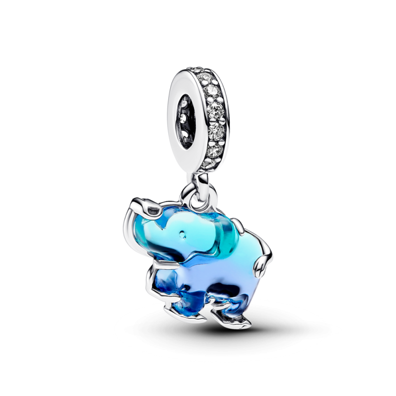 Zawieszka Pandora Słoń Błękitne Szkło Murano 793339C01 - JubilerSezam.pl